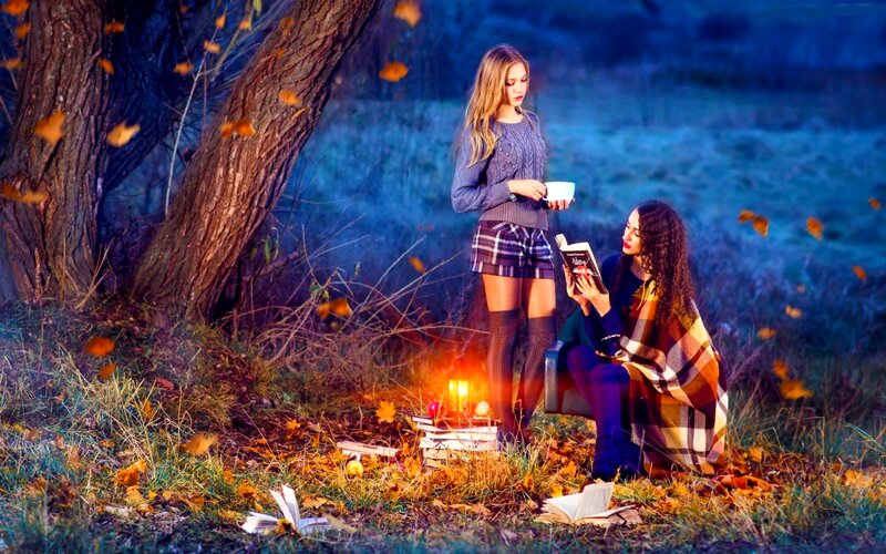 Two Women Reading Books