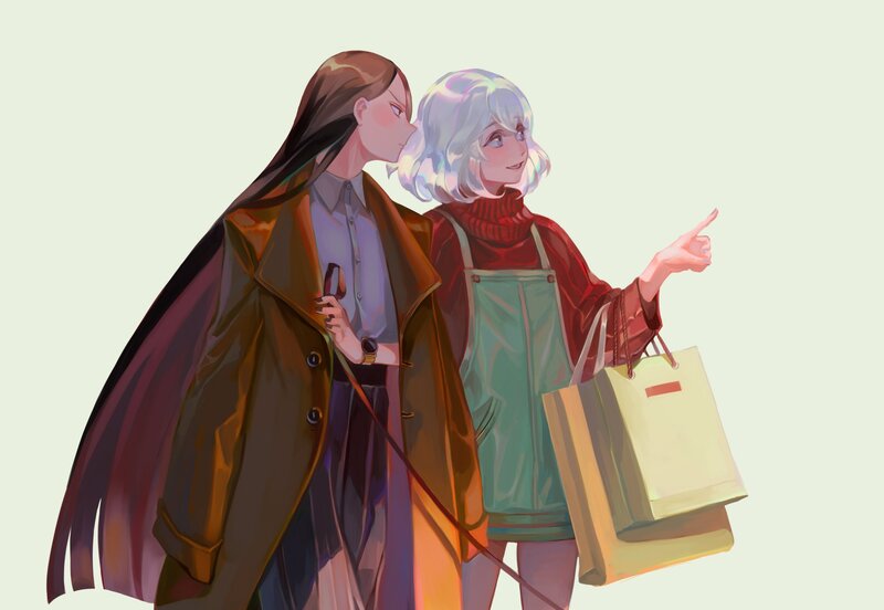 Two Women Shopping — Brown