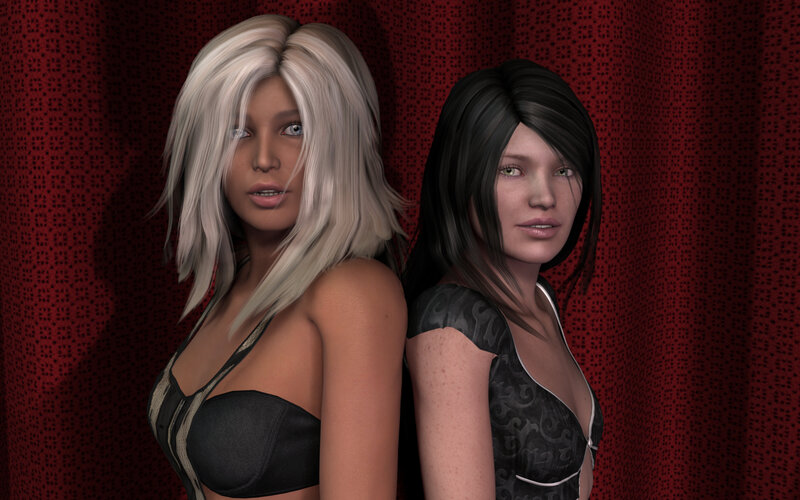 Two Women Standing — Red