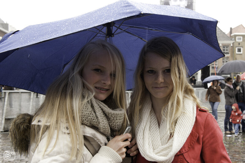 Two Women under Umbrella — Blue