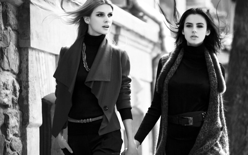 Two Women Walking — Black, Dramatic