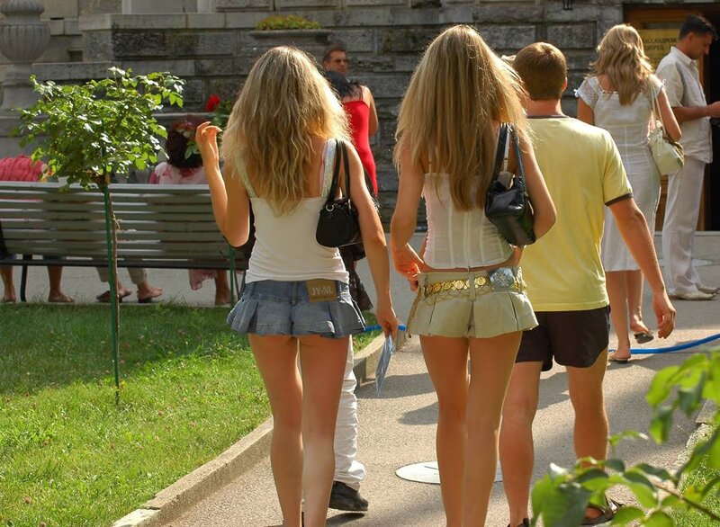 Two Women Walking — Green, Casual