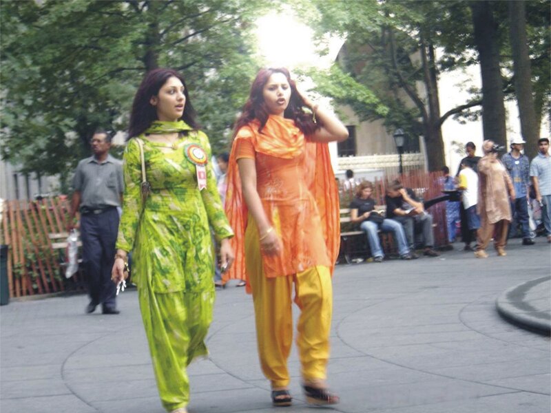 Two Women Walking — Green