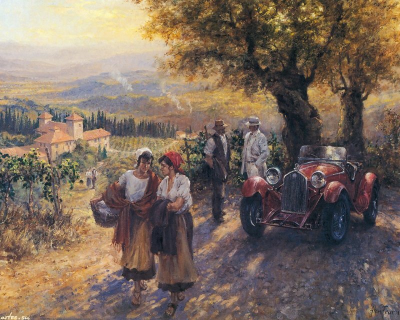 Two Women Walking — Red