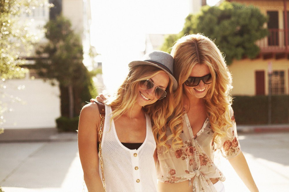 two women walking together