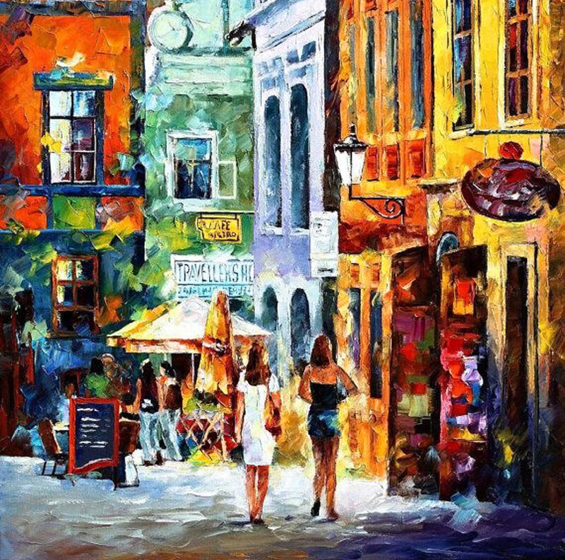 Two Women Walking — Yellow