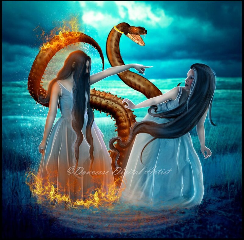Two Women with a Serpent