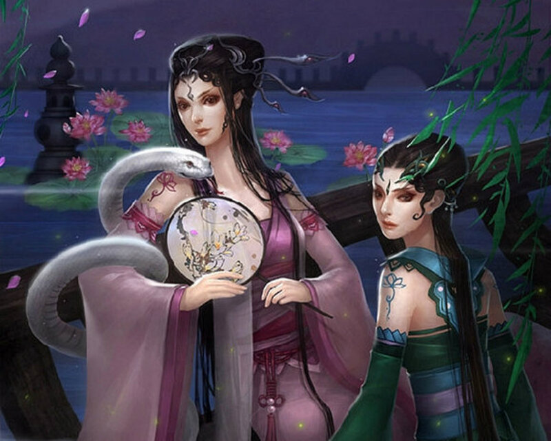 Two Women with a Snake