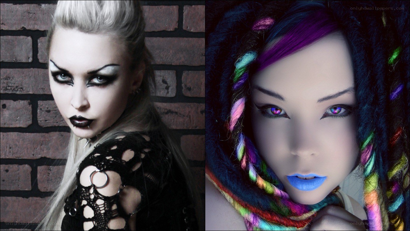 Two women with alternative makeup