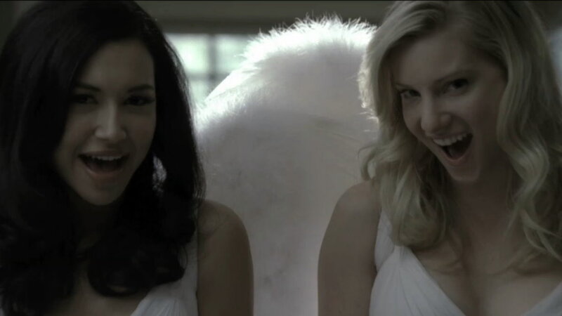 Two Women with Angel Wings — White, Dramatic