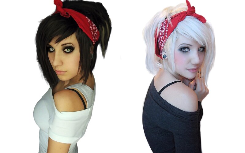 two women with bandanas