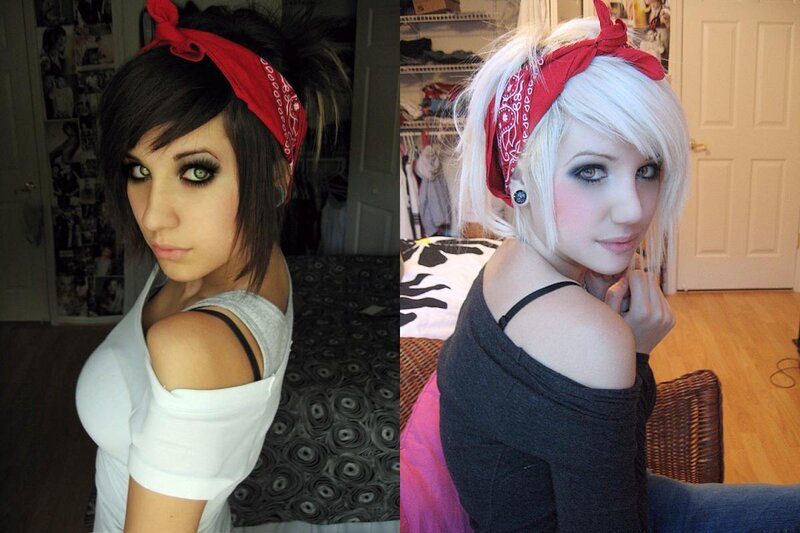 Two Women with Bandanas — Red