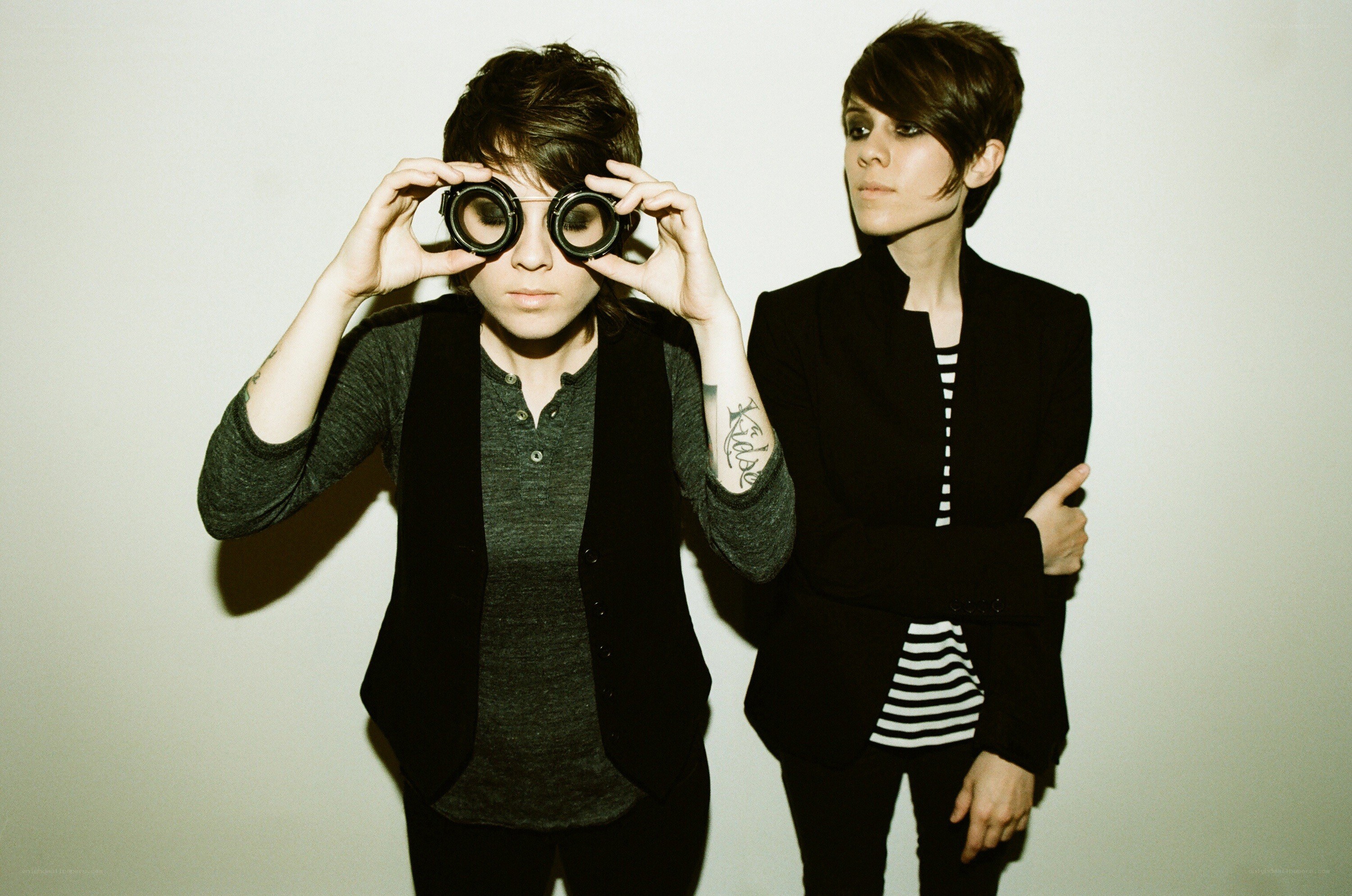 Two women with binoculars