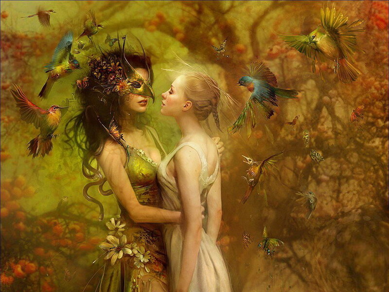 Two Women with Birds