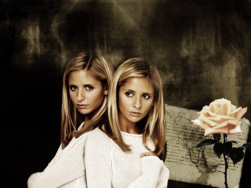 Two Women with Blonde Hair — White