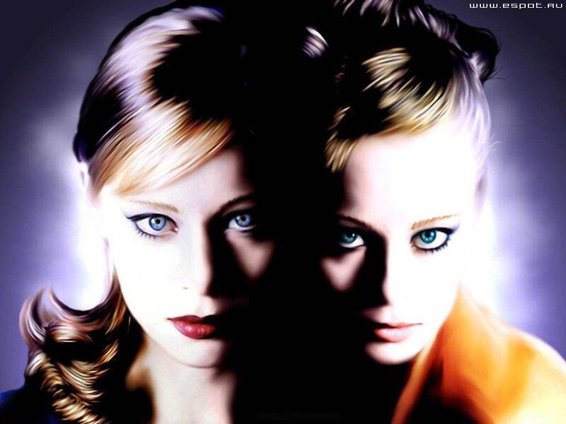 Two Women with Blue Eyes — Purple