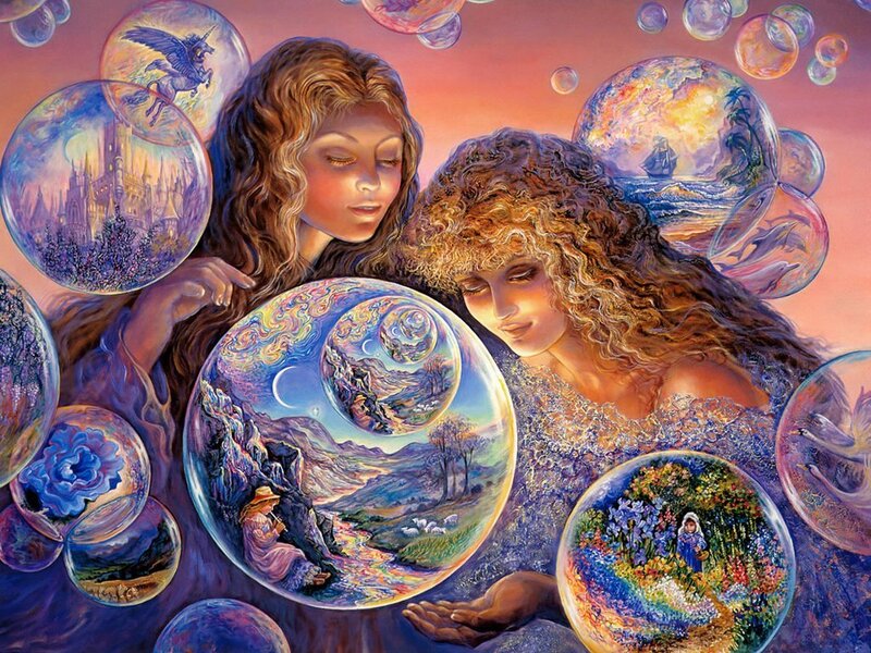Two Women with Bubbles — Purple