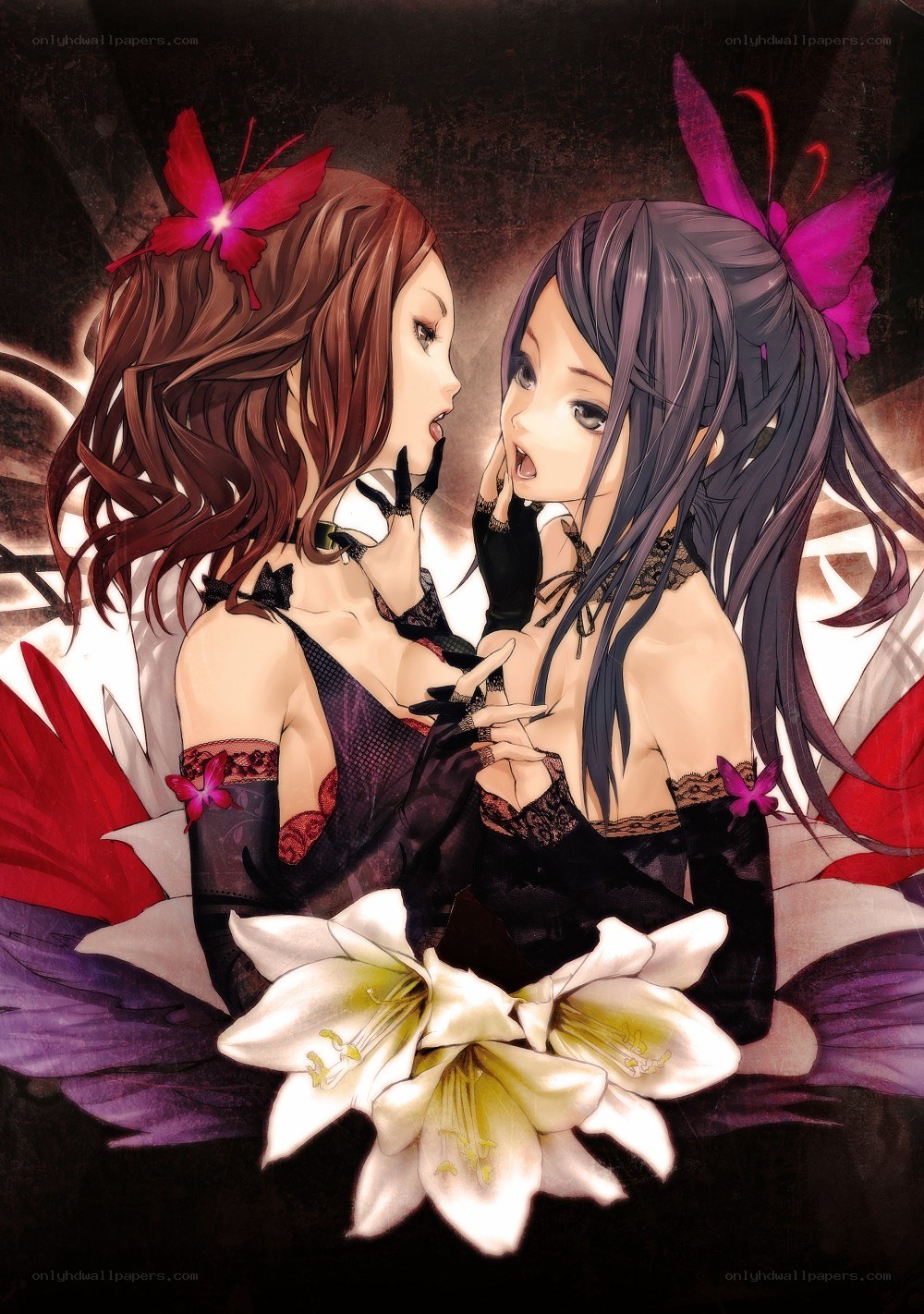 Two women with butterflies