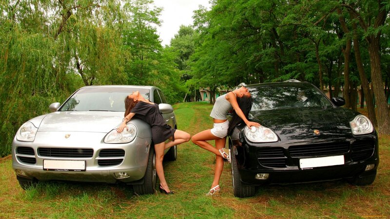 Two Women with Cars — Green