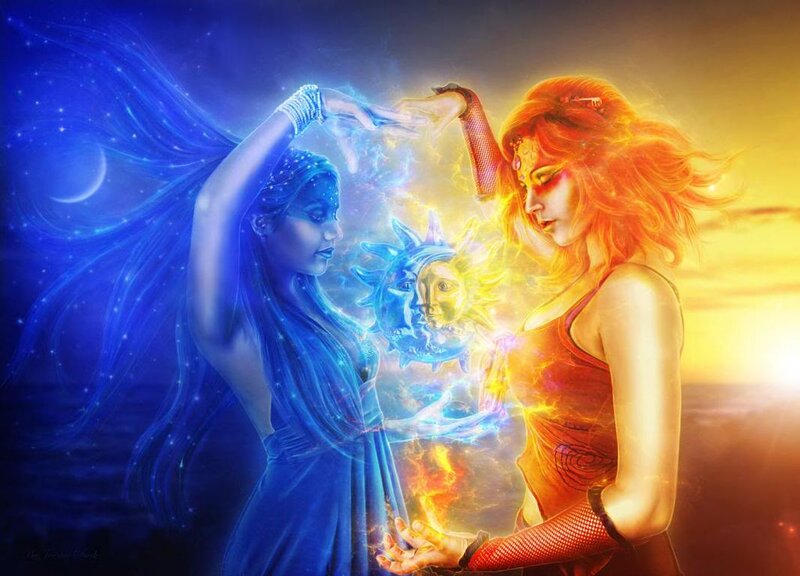 Two Women with Celestial Symbols