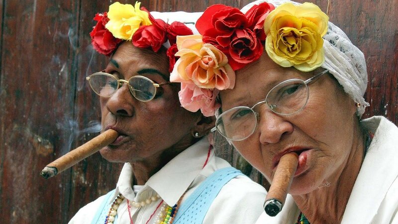Two Women with Cigars — Red, Casual
