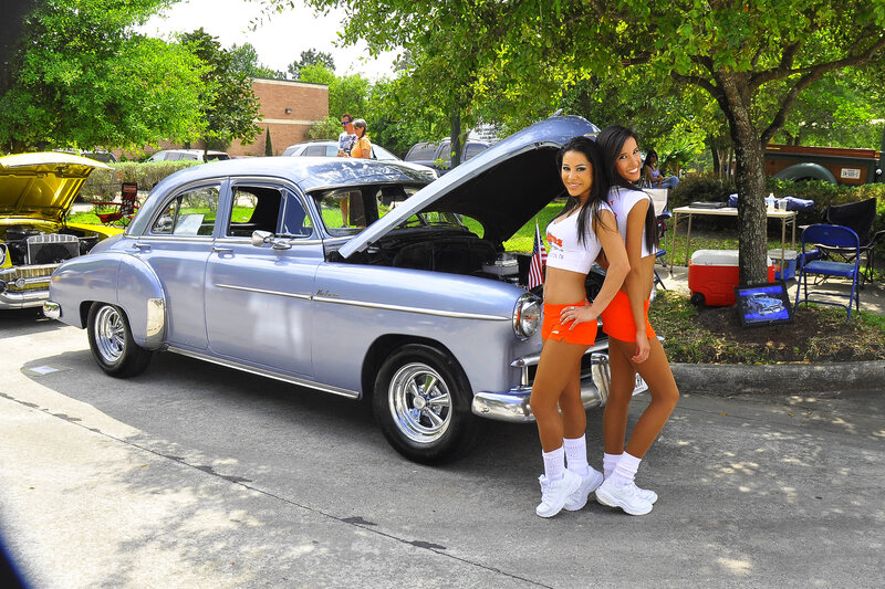 Two Women with Classic Car — Silver