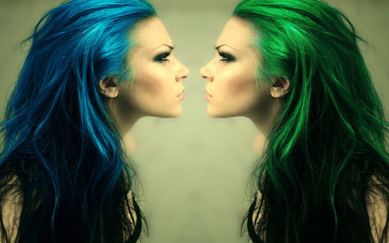 two women with colored hair