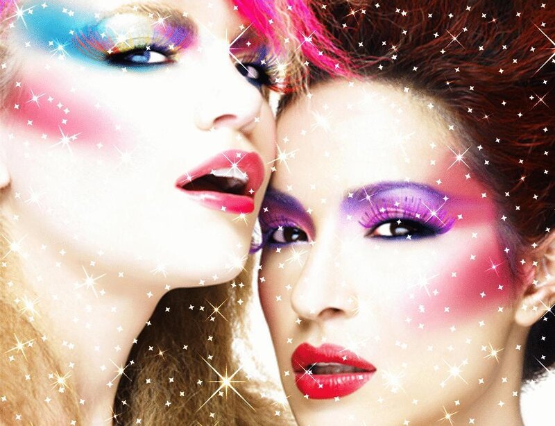 Two Women with Colorful Makeup — Pink