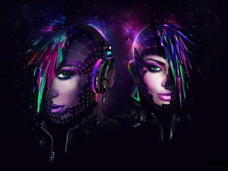 Two Women with Cyberpunk Makeup