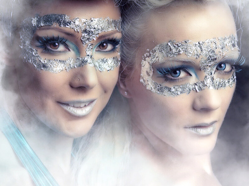 Two Women with Face Paint — White