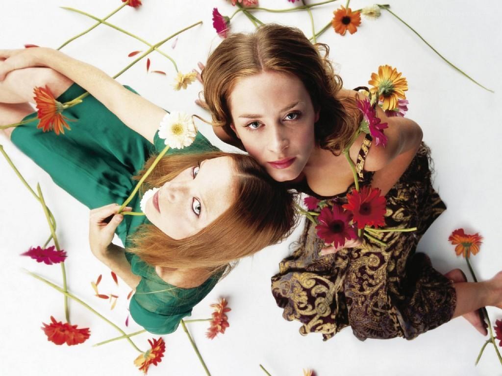 Two women with flowers