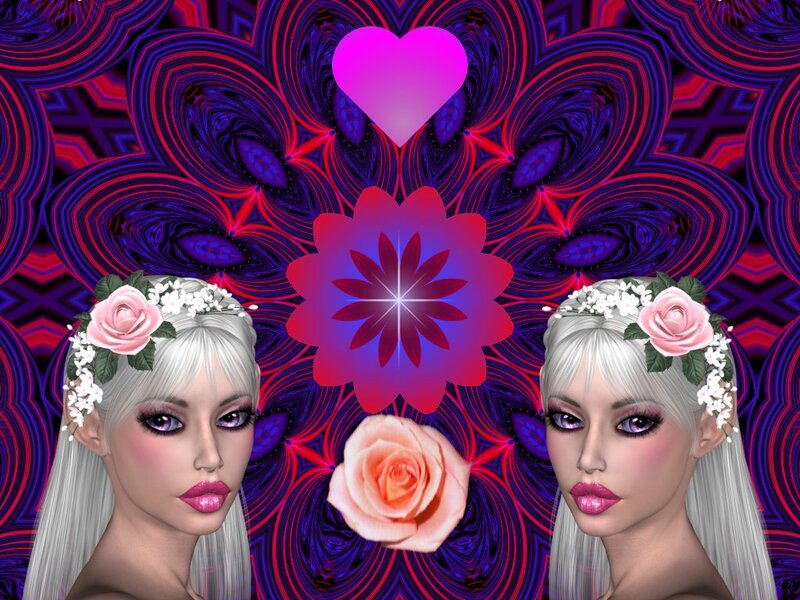 Two Women with Flowers — Purple, Psychedelic