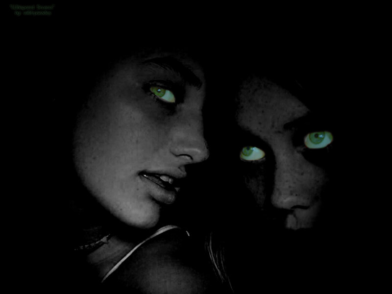 Two Women with Glowing Eyes