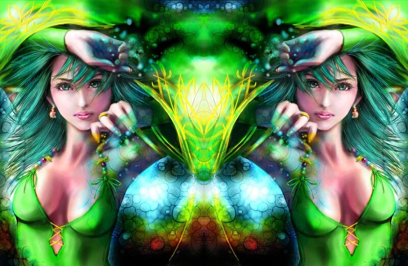 Two Women with Green Hair