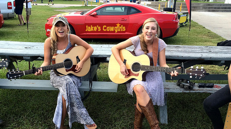 Two Women with Guitars — Red
