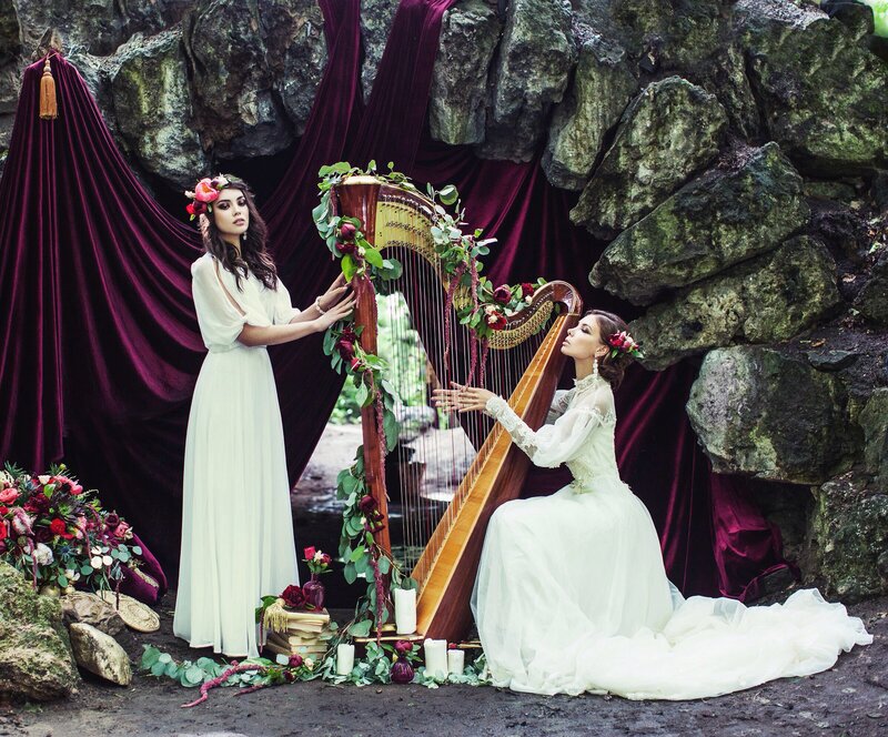 Two Women with Harp