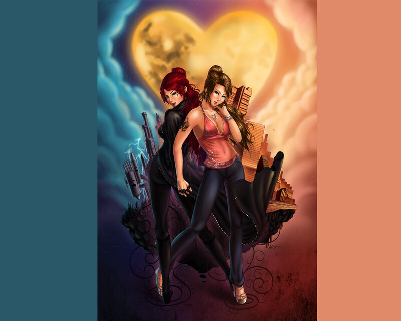 Two Women with Heart Moon