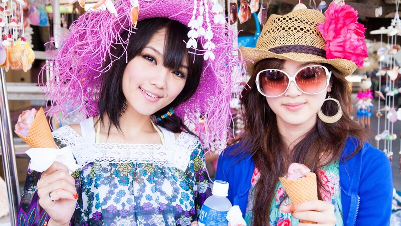Two women with ice cream cones