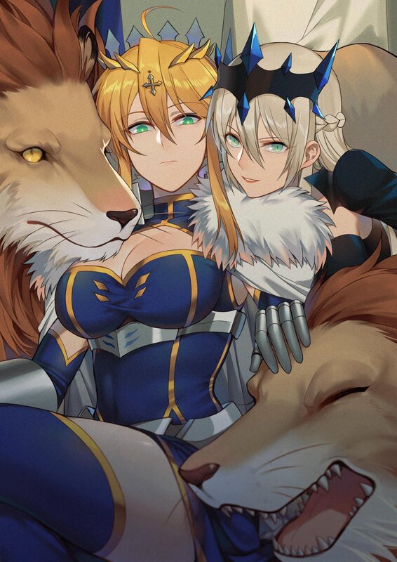 Two Women with Lion Heads