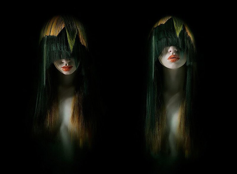Two Women with Long Hair — Black