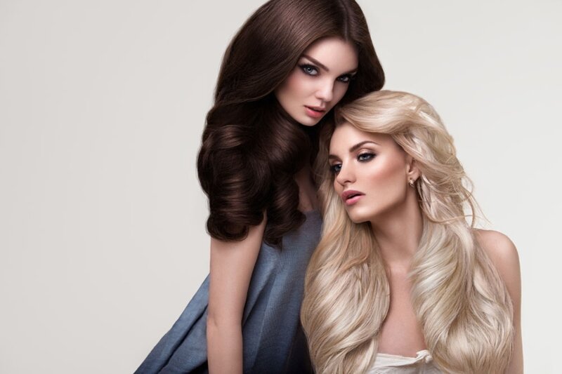 Two Women with Long Hair — Brown, Dramatic