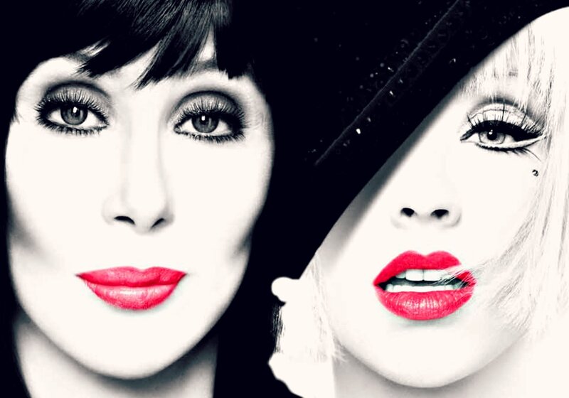 Two Women with Makeup — Black, Dramatic, Photograph, Red Lipstick