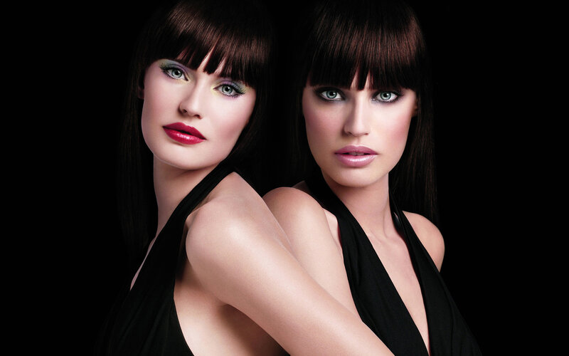 Two Women with Makeup — Black, Dramatic, Photograph