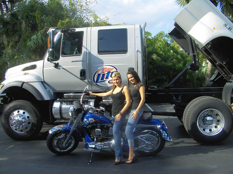 Two Women with Motorcycle — Blue, Casual