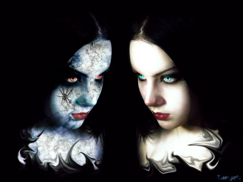Two Women with Painted Faces — Black