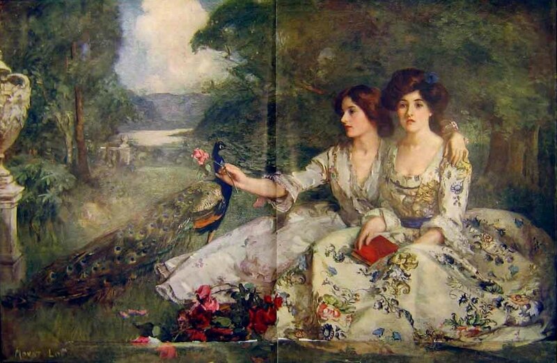 Two Women with Peacock