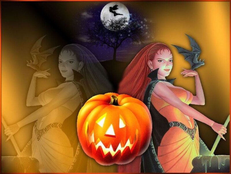 Two Women with Pumpkins