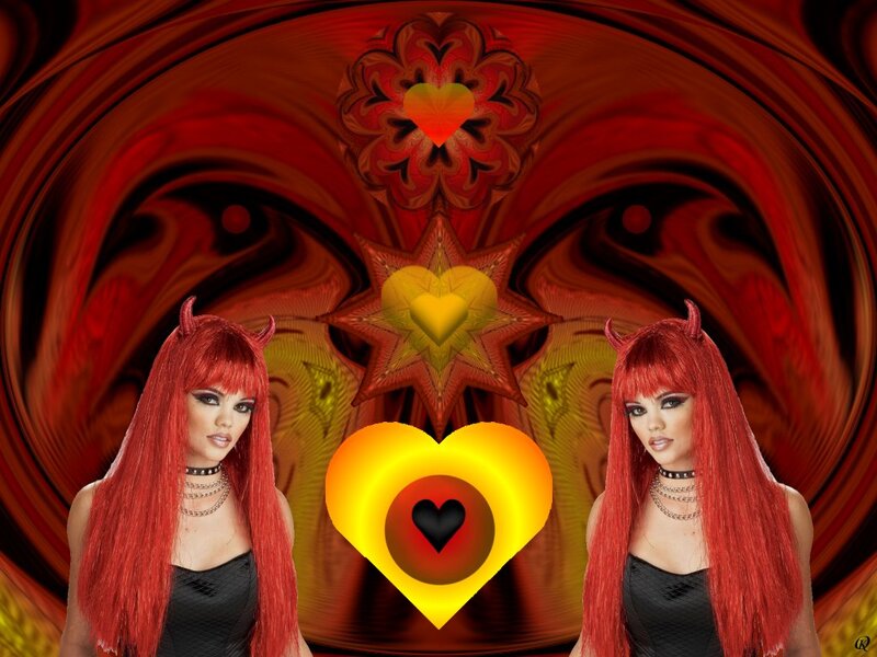 Two Women with Red Hair — Dramatic, Digital Art, Hearts