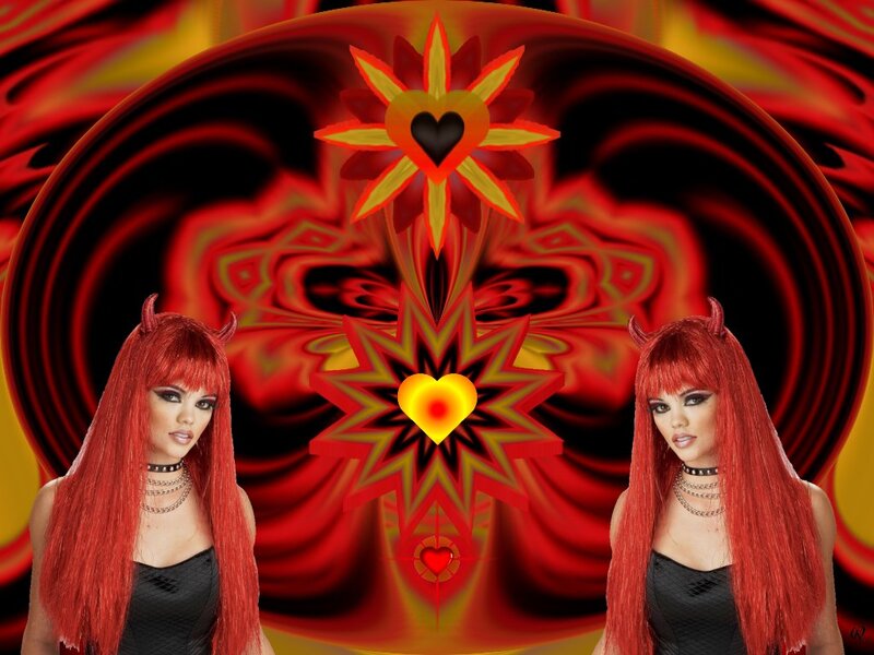 Two Women with Red Hair — Dramatic, Digital Art, Red Wigs