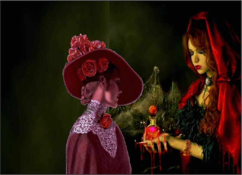 Two Women with Red Hats